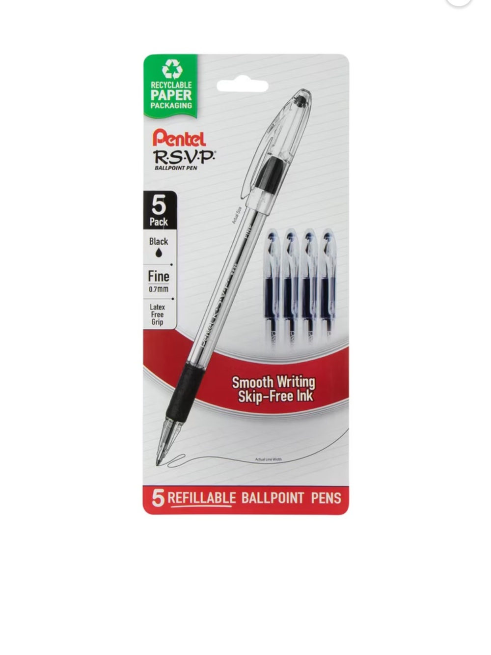 🎉 $5 Pentel Fine Ballpoint Pens in Black - 5 Pack